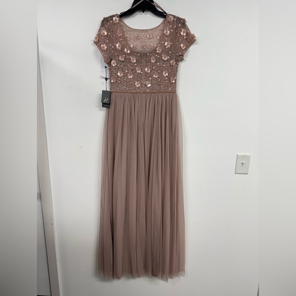 Adrianna Papell Blush Dress with Floral Accents - Picture 2 of 5